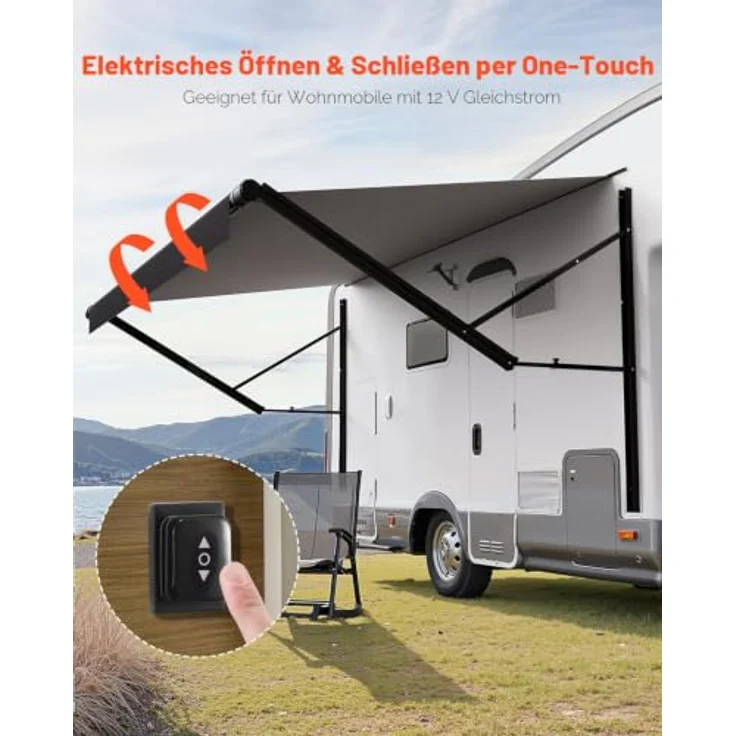 VEVOR elektrische wasserdichte Modulmarkise für Wohnmobile, Seitenmarkise 4285 mm mit Aluminiumrahmen, Farbverlauf Schwarz, verstellbare Schrauben – Bild 2