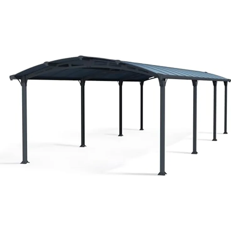 Palram Arcadia 8500 Carport Aluminium & Verzinkter Stahl, Überdachung 5x3,5 m, anthrazit, inkl. Regenrinne, wartungsfrei, 10 Jahre Garantie – Bild 1