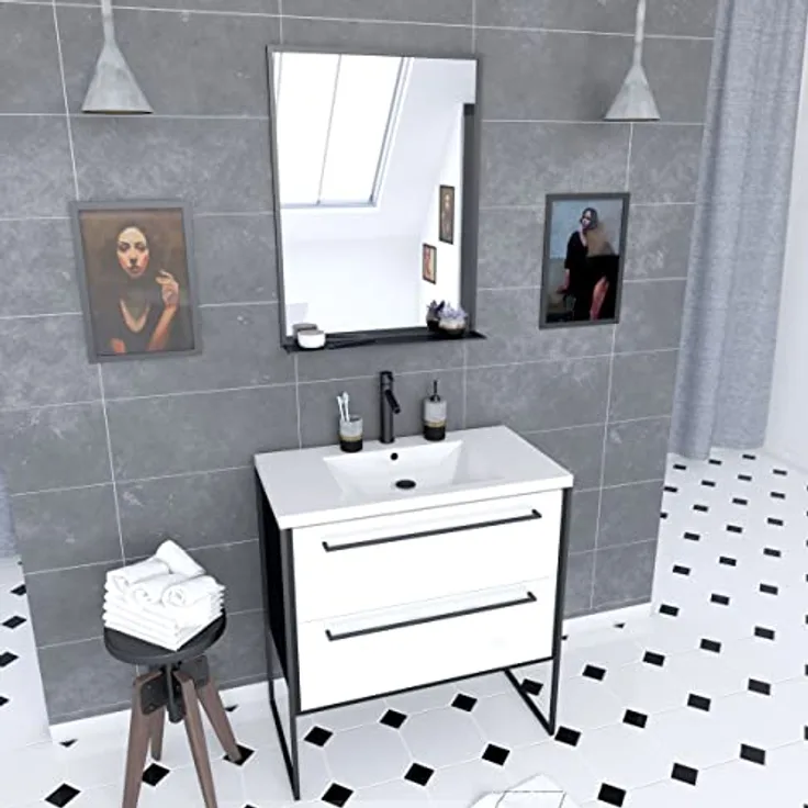 Aurlane PACM045 Structura P045 Badezimmermöbel, Schwarz/Weiß