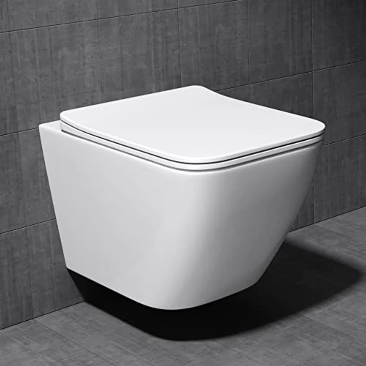 Mai & Mai Spülrandloses Wc Hänge-WC Aachen308 Spülrandlose Toilette Hänge-Toilette aus Keramik mit Absenkautomatik SoftClose – Bild 2