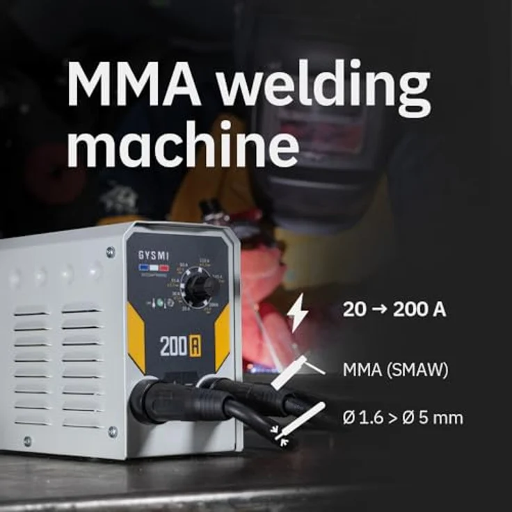 GYS GYSMI 200 A, einphasiges Schweißgerät (MMA) mit überzogener Elektrode, 200 A, 230 V, mit Hot Start, Arc Force, Antiticking, Elektrodenhalter und Massekabel – Bild 2