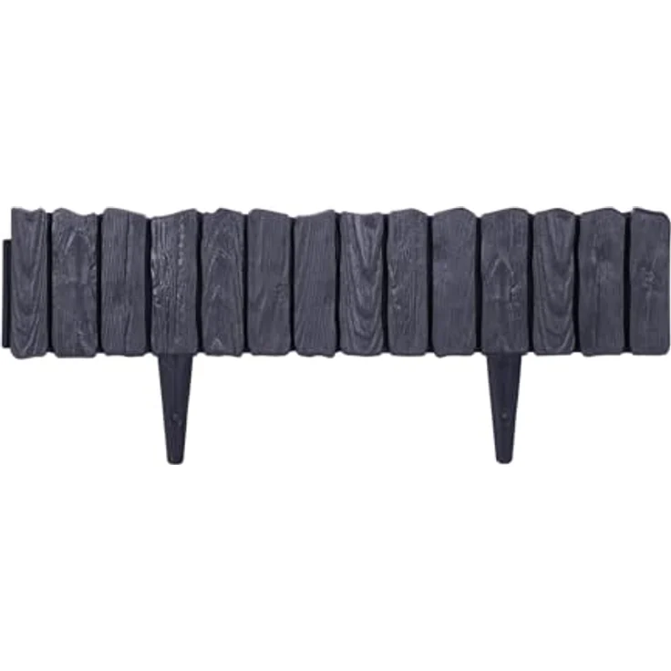 BooGardi Rasenkante Kunststoff Holzoptik 4 Farben 57cm x 12,5cm 5er/10er/20er Set · Anthrazit 20er Set · Flexible Beeteinfassung · Beetumrandung Garten · Mähkante Raseneinfassung – Bild 2