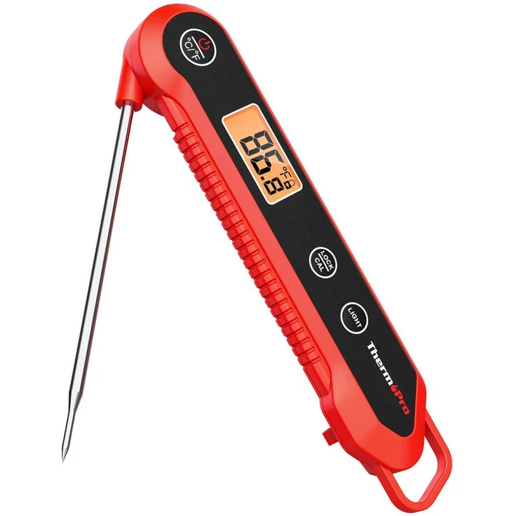 ThermoPro TP03HW Grillthermometer, präzise Temperaturmessung mit klappbarer Edelstahlsonde und gut ablesbarem Display