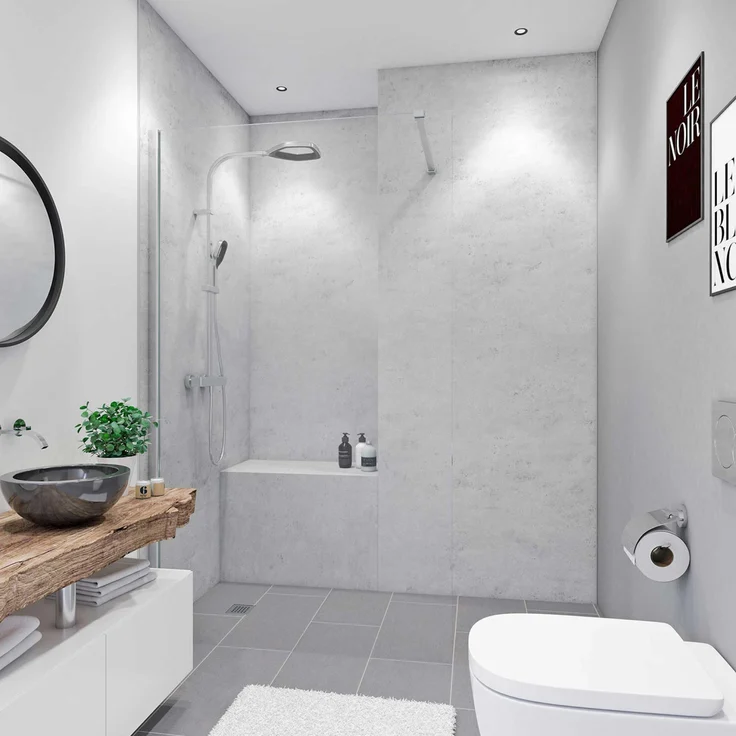Breuer Duschrückwand Quick 72, Stein-Optik Marmor Grau, 150 x 255 cm, pflegeleicht und fugenfrei