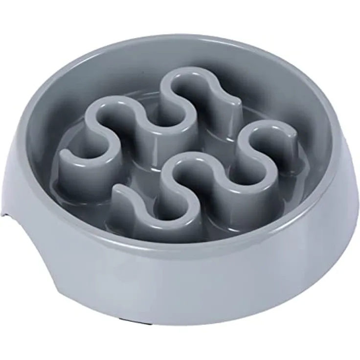 Dehner Hundenapf, Antischlingnapf, ca. Ø 5.5 x 25 cm, Melamim, grau