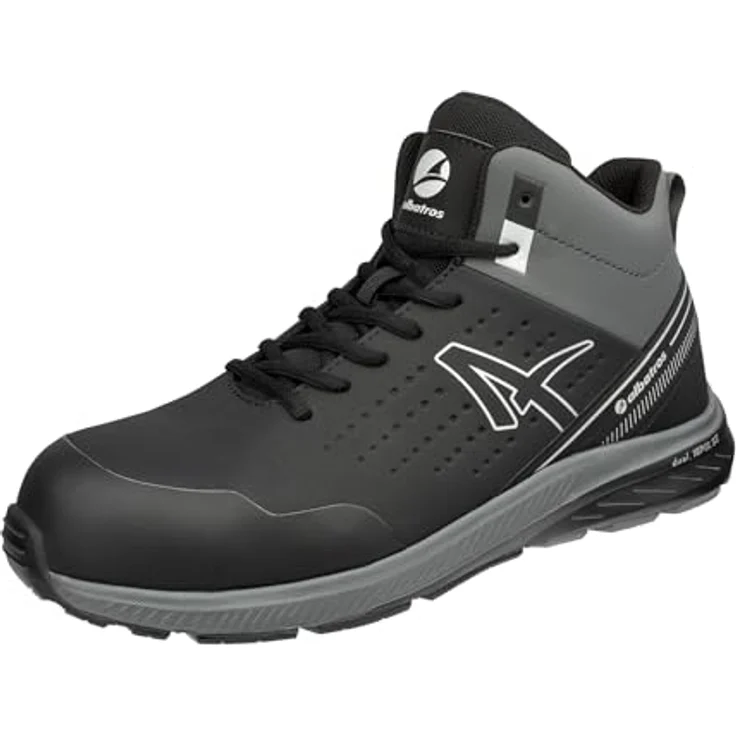 Albatros VIGOR 2 IMPULSE BLACK MID S3S ESD FO HRO SR Sicherheitsschuh, grau, Größe 39, rutschfeste Gummisohle, atmungsaktives Fußbett, metallfreier Durchtrittschutz – Bild 1