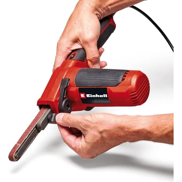 Einhell Bandfeile TC-BF 500 E (500 Watt, Geschwindigkeit bis 1.700 m/min, Dauerlaufarretierung, integrierte Staubabsaugung, Drehzahlelektronik, inkl. 6x Schleifbänder) – Bild 4