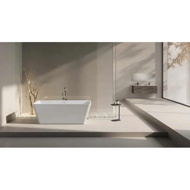welltime Badewanne Sagres, freistehend, weiß, aus hochwertigem Sanitäracryl mit Pop Up Ventil, rechteckig, 180 l Füllmenge