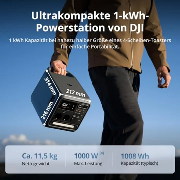 DJI Power 1000 Mini, Powerstation mit 1008 Wh, 1000W Leistung, integriertem MPPT & 400W Kfz-Ladegerät – Bild 2