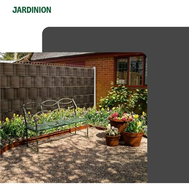 Jardinion Sichtschutzstreifen 250 x 19cm, blickdichter Polyrattan Sichtschutz in Grün, UV-beständig und witterungsresistent – Bild 4