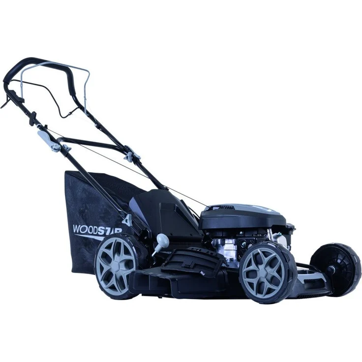 Woodster BLM510-173S, Benzin-Rasenmäher mit 3 kW Motor, 51 cm Schnittbreite, schwarz-grau, 65 L Fangkorb, zentrale Schnitthöhenverstellung