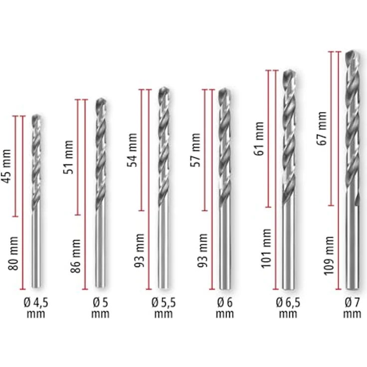 Einhell 19-tlg. HSS-G Metallbohrer-Set, präzise 135° Split Point Spitzen, Aufbewahrungskassette mit Aufstellfunktion – Bild 12