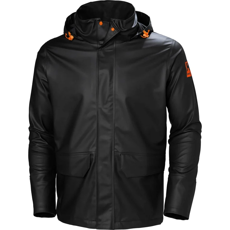 Helly Hansen Regenjacke GALE RAIN JACKET 70282, Arbeitsjacke mit verlängertem Rücken, Neoprenemanchetten und Napoleontasche, grau – Bild 1