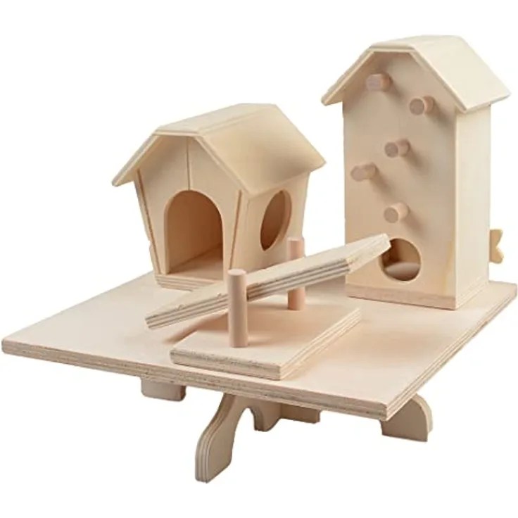 DUVO+ Nagerhaus Holzspielplatz für Kleintiere, 23 x 20 x 22 cm, braun