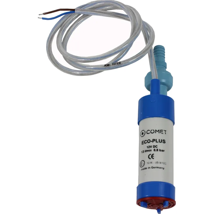 COMET ECO-PLUS Tauchpumpe Wasserpumpe mit Rückschlagventil + Filter 12V 10 l/min, Hochwertiger durchgefärbter Kunststoff, Trockenlaufsicher, Made in Germany