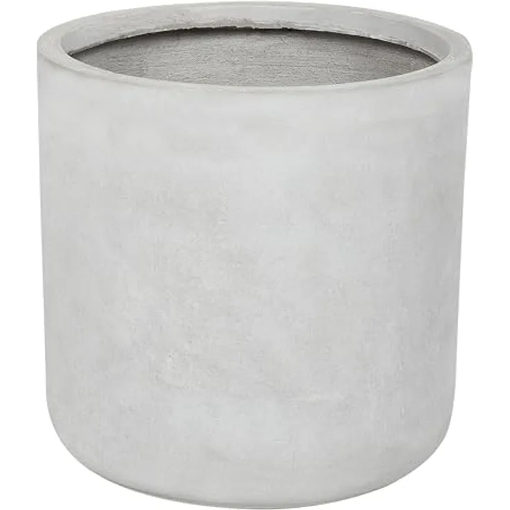 Beliani Outdoor Blumentopf Beton-Optik grau rund 34 x 34 x 33 cm Modern Messene, Lehm-Faser-Mischung, UV-beständig