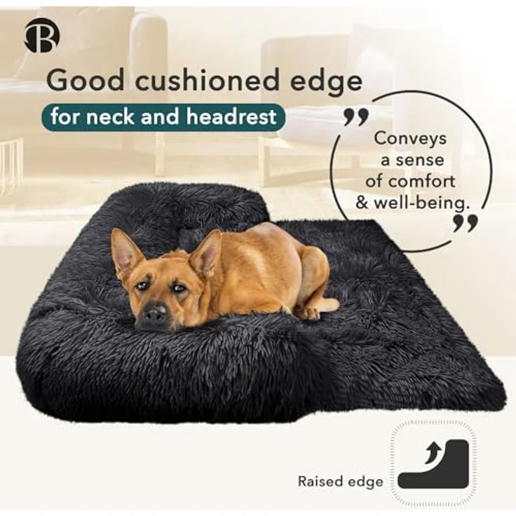 bluzelle Sofaschutz Hundebett für kleine & mittelgroße Hunde, Wasserdicht & Waschbar, Plüsch Hundesofa Schutzdecke rutschfest, Schwarz – Bild 4