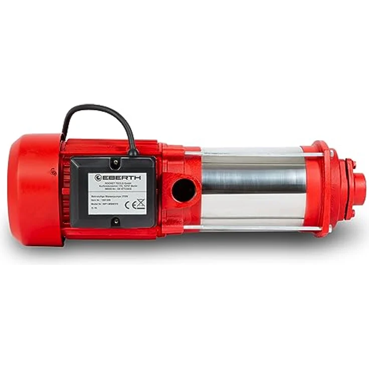 EBERTH WP1-MSW370 Wasserpumpe, mehrstufige Gartenpumpe mit 2400 L/h Förderleistung, 4 bar Druck, 8 m Ansaughöhe, Edelstahlgehäuse – Bild 4