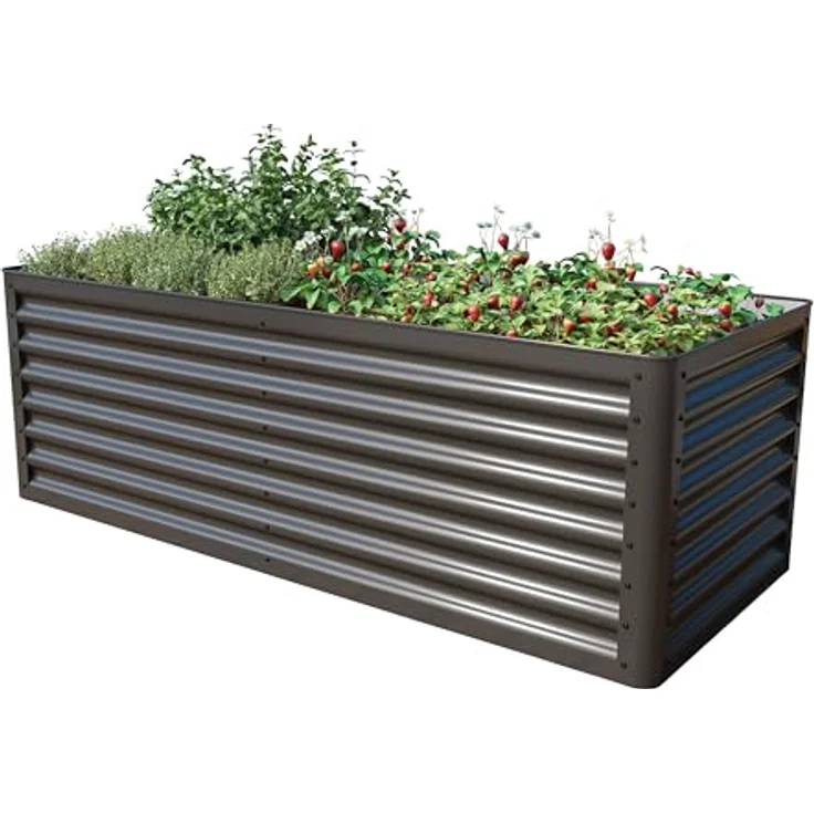 GFP PRIMEYARD Hochbeet Luca anthrazit Stahlkonstruktion 180x75x60 cm, langlebig und robust, edles Design, einfache Montage, auch als dekorativer Pflanzkübel nutzbar – Bild 1