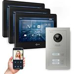 Goliath Intercom GL-HB300, 2-Draht BUS Video-Türsprechanlage mit HD-Kamera, 3 Monitore, Smartphone-Steuerung, Silber
