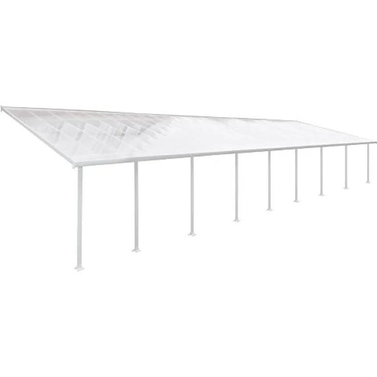 Canopia by Palram Feria Terrassenüberdachung, 1457 x 385 cm, weiße Aluminium-Pergola mit 8-mm-Doppelsteg-Polycarbonat-Dachpaneelen und verstellbaren Pfosten