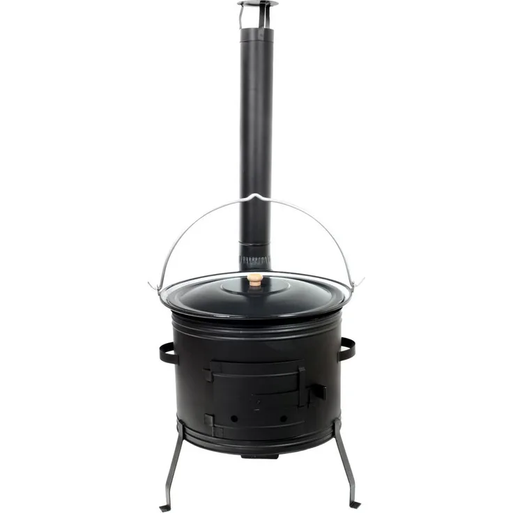 Grillplanet Holzkohlegrill Grillplanet Gulaschkanone mit 15 Liter Gulaschkessel und Deckel, Set, Markenprodukt von Grillplanet, Herstellungsland Ungarn, ideal für ca. 10 Personen