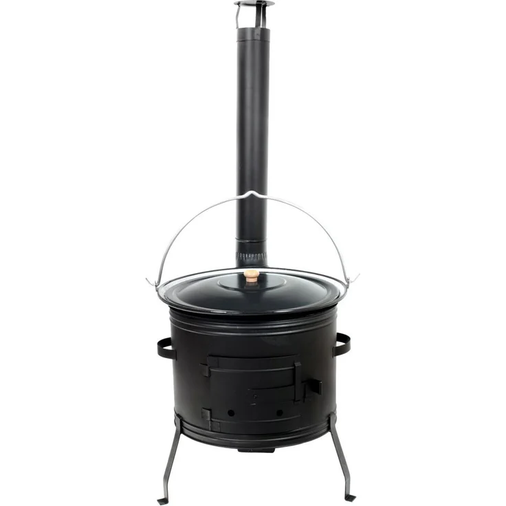 Grillplanet Holzkohlegrill Grillplanet Gulaschkanone mit 15 Liter Gulaschkessel und Deckel, Set, Markenprodukt von Grillplanet, Herstellungsland Ungarn, ideal für ca. 10 Personen