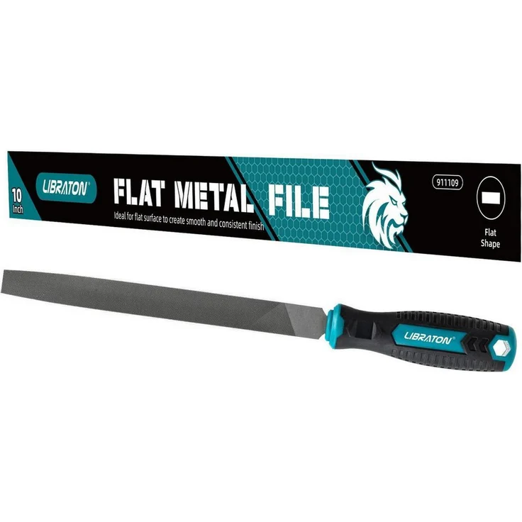 LuxusKollektion Werkstattfeile Flachfeile Metall 250mm, SoftGrip, grau/schwarz/türkis