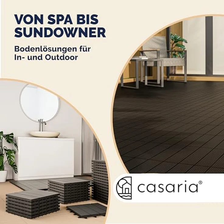 WPC Fliesen Terrassenfliesen Holzfliesen 30x30cm Balkon Terrasse Pool Garten Klassik anthrazit 4250525376487 – Bild 6