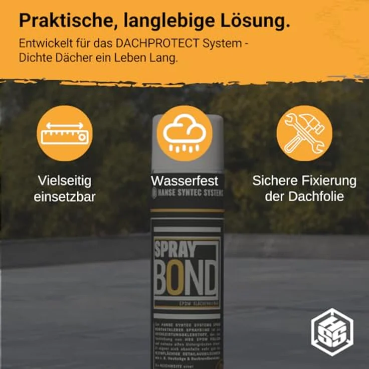 HSS EPDM Kleber SprayBond, Hochleistungs-Sprühkleber für EPDM Folie, 750ml, geeignet für Randbereiche & Hochzüge auf Beton, Holz, Metall, PU-Dämmungen und Bitumen, witterungsunabhängig, sofort haftend – Bild 5