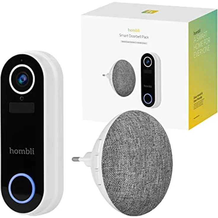 Hombli Smart Funk Türklingel mit Chime 2 mit Gegensprechfunktion | 140° Winkel Kamera mit HD 1080p Video | Bewegungserfassung & Nachtsicht | 2,4GHz WLAN | MicroSD, Cloud Speicher | IP65 Wasserschutz – Bild 1
