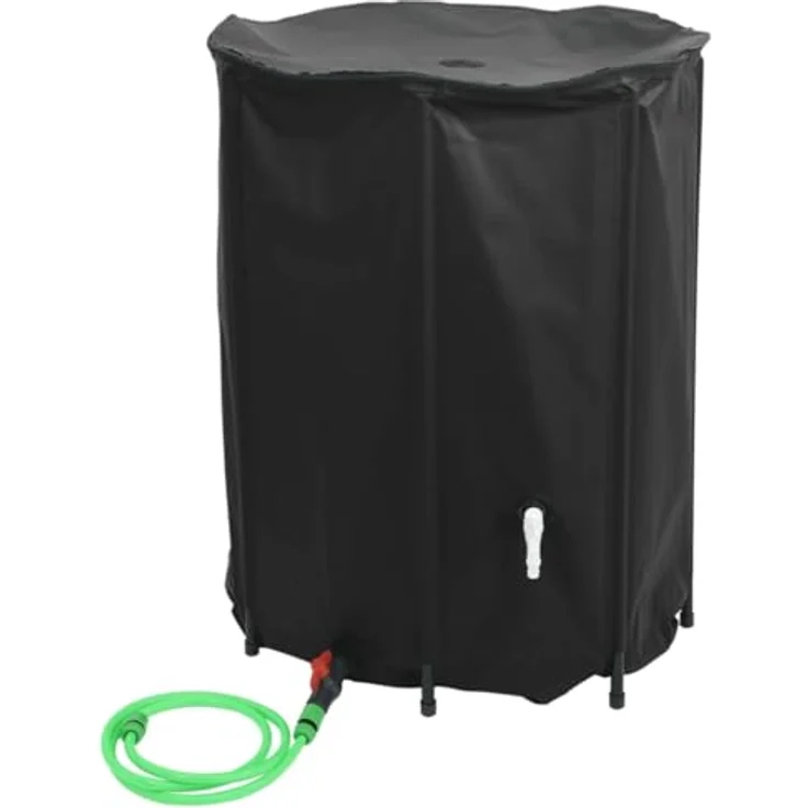 vidaXL Bewässerungssystem Wassertank, faltbar 750 L PVC mit Wasserhahn, schwarz – Bild 2