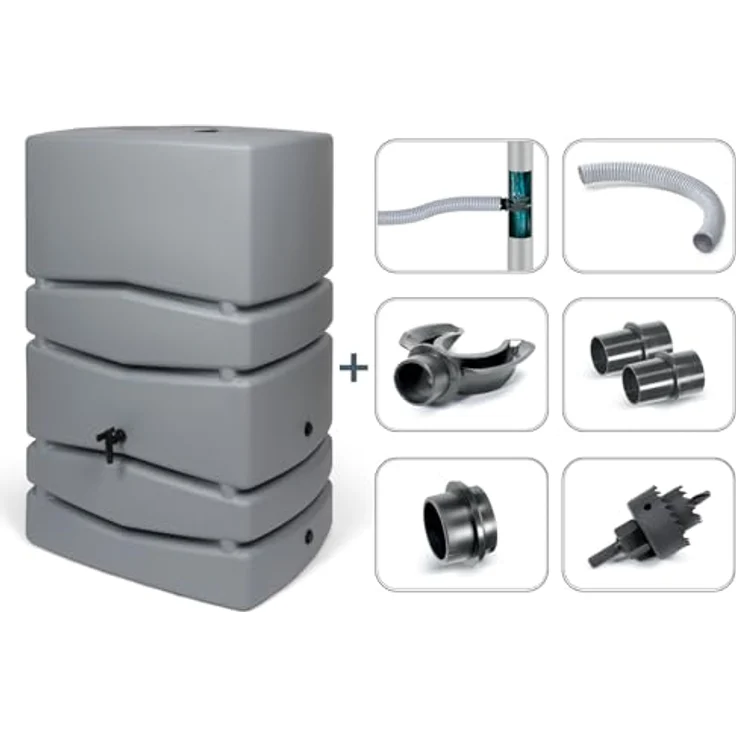 Kreher Aqua Tower XXL Wassertonne mit Wasserhahn, 450 Liter Nutzungsvolumen, Grau – Bild 2