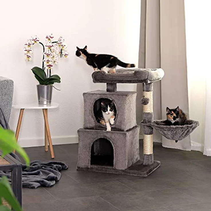 lionto Kratzbaum Kletterbaum Katzenkratzbaum Katzenbaum Höhe 70 cm, dunkelgrau – Bild 2