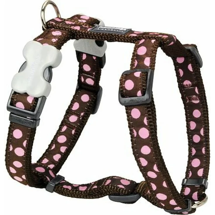 Red Dingo Hunde-Geschirr Style Sports, Rosa Punkte, Halsumfang 37-61 cm, 20 mm dick – Bild 1