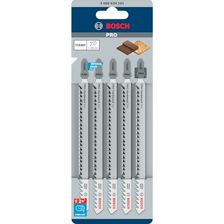 Bosch Professional Stichsägeblatt Speed for Hard Wood zum Sägen in Holz (5 Stück, T 344 DF) – Bild 2