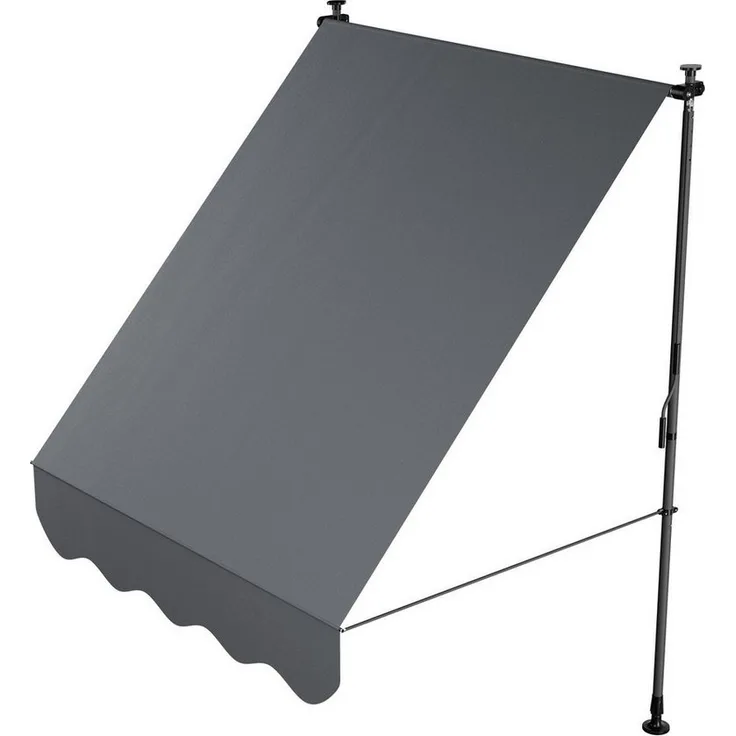 Juskys Klemmmarkise Kapstadt Grau, Montage ohne Bohren, höhenverstellbar, senkrecht/diagonal ausziehbar