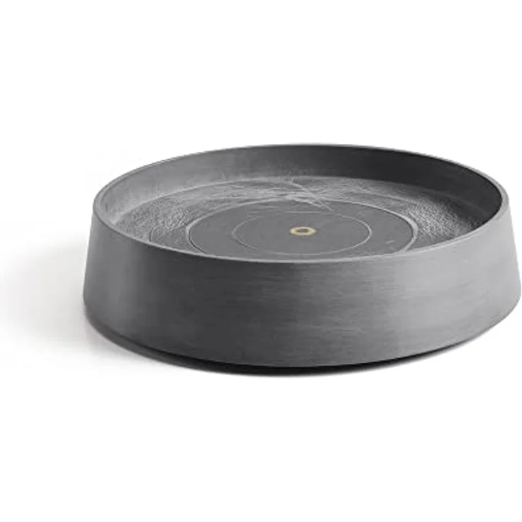 Ecopots Oslo Rollbarer Pflanzkübel, rund, grau, aus recyceltem Kunststoff, robust, UV-beständig, mit integriertem Mückenschutz, für Innen- und Außenbereich