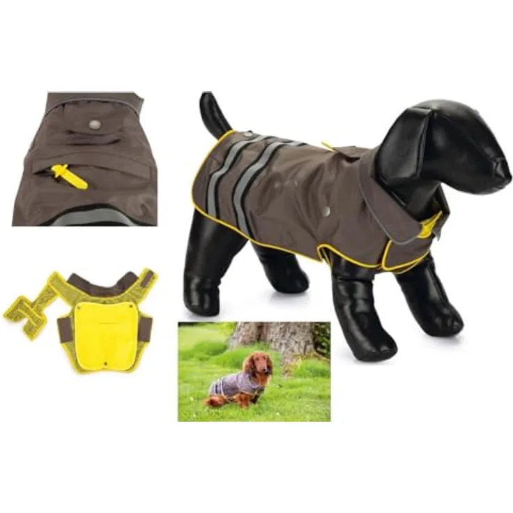 Beeztees Hunde-Regenmantel Seja (L, XL, Hundemantel), Wasserdicht, reflektierende Streifen, abnehmbares Fleece, Hundebekleidung