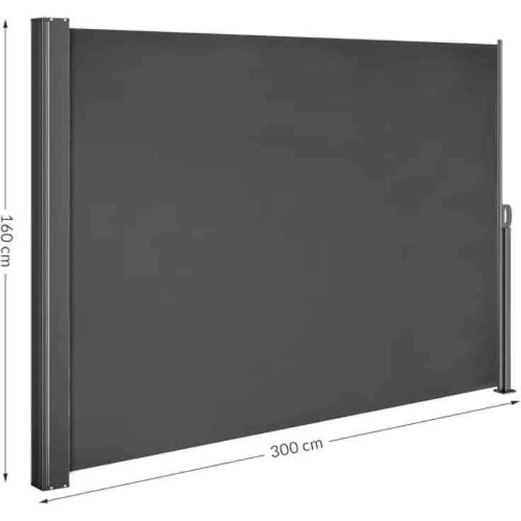 Casaria Seitenmarkise 160-180 x 300 cm Ausziehbar Blickdicht Wasserabweisend Sonnenschutz Markise Balkon Garten Seitenrollo Anthrazit Creme – Bild 10