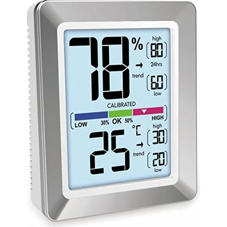 Technoline WS9460 moderne Front, farbige Anzeige, Touchsensor für Beleuchtung, silber, 73 x 89 x 27 mm – Bild 3