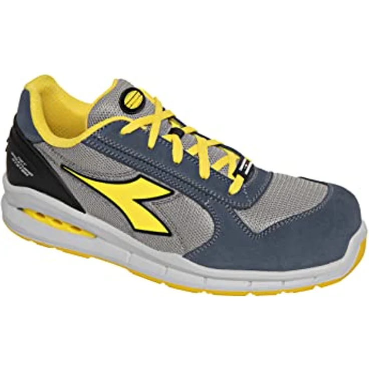 Utility Diadora Run Net Air, S1P Arbeitsschuh aus perforiertem Wildspaltleder mit atmungsaktivem Nylonfutter, schwarz/anthrazit/gelb – Bild 5