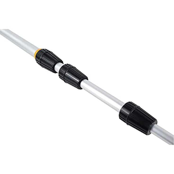 Pullach Hof Teleskopstiel Teleskopstange 6 Meter mit Adapter inkl. Dreieckbesen Aufsatz & Winkel, (1-St) - Ausziehbar auf 6m, inkl. Eckbesen Aufsatz, italienisches Gewinde – Bild 4