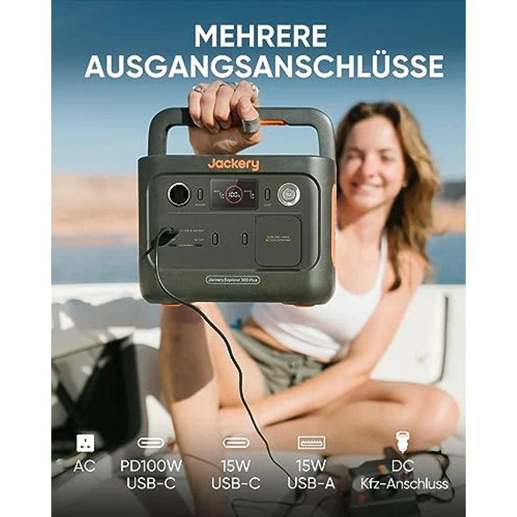 Jackery Explorer 300 Plus Tragbarer Powerstation, 256 Wh Solargenerator mit LiFeP04,bis zu 300W Leistung, Balkonkraft für Notstrom/Camping/Wohnmobile/zu Hause – Bild 4