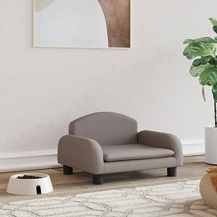 vidaXL Hundebett Taupe 50x40x30 cm Stoff - Gemütliches Sofa mit massivem Kiefernholzrahmen – Bild 2