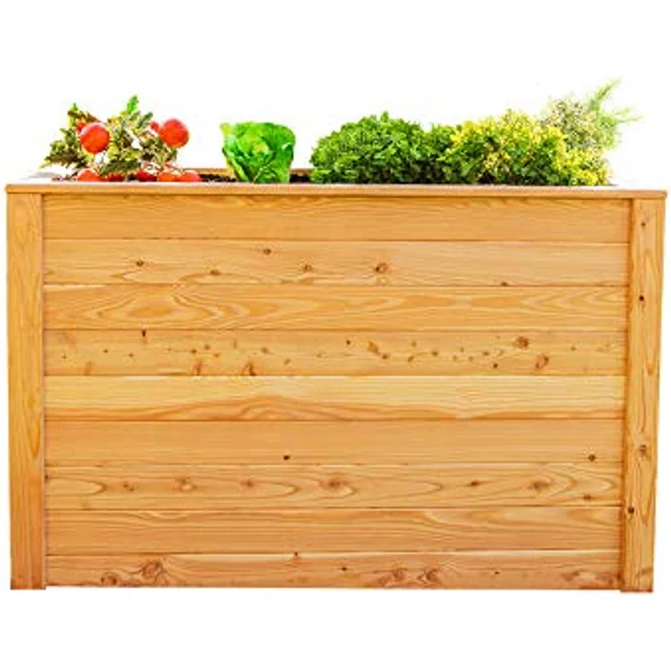 WESTMANN Hochbeet mit Frühbeetaufsatz Klassik Plus 130 | Lärchenholz FSC-Zertifiziert | Aluminiumrahmen | Natur/Silber | 130x65x100cm – Bild 3