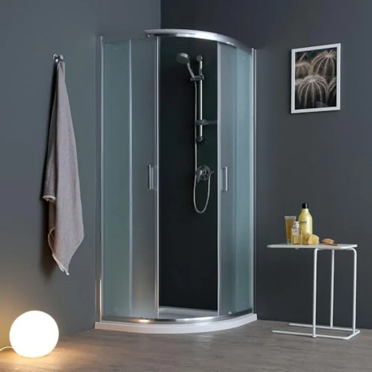 KIAMAMI VALENTINA Halbrunde Eckeinstieg Duschkabine 90X90cm, 6mm Satiniertes Sicherheitsglas, Schiebetür mit Magnetverschluss, Verstellbar – Bild 2