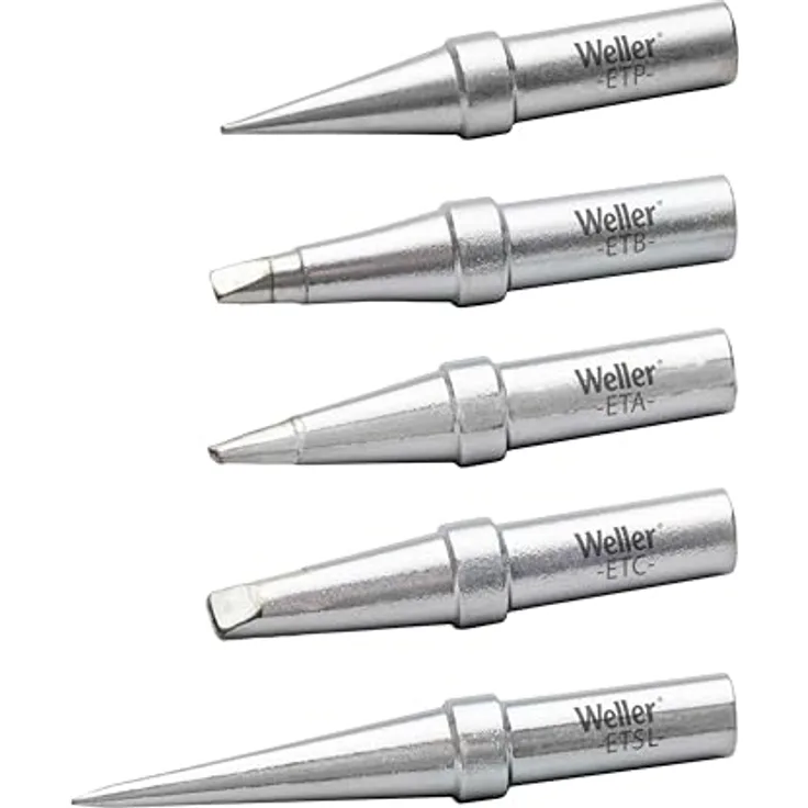 Weller T0054104699 5-tlg. ET-Lötspitzen-Set für WE1010 Lötstation, präzise und langlebige Spitzen für Elektronikreparaturen