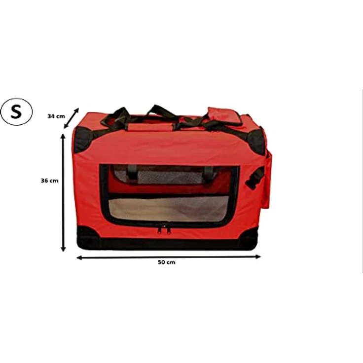 walexo Faltbare Hundebox Hundetransportbox Katzentransportbox Katzenbox (ROT, S) - Robustes Stahlrohr & Oxford Gewebe, 3 Türen, Platzsparend & Pflegeleicht – Bild 2