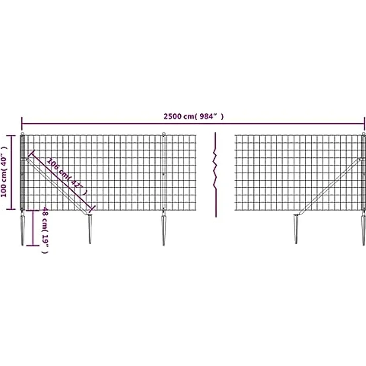 vidaXL Maschendrahtzaun mit Bodenhülsen, grün, verzinkter Stahl, 1 x 25 m, UV-beständig, rostresistent – Bild 4